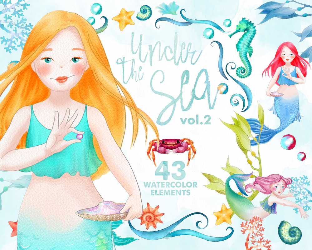 Under the Sea - Mermaid Clipart collection