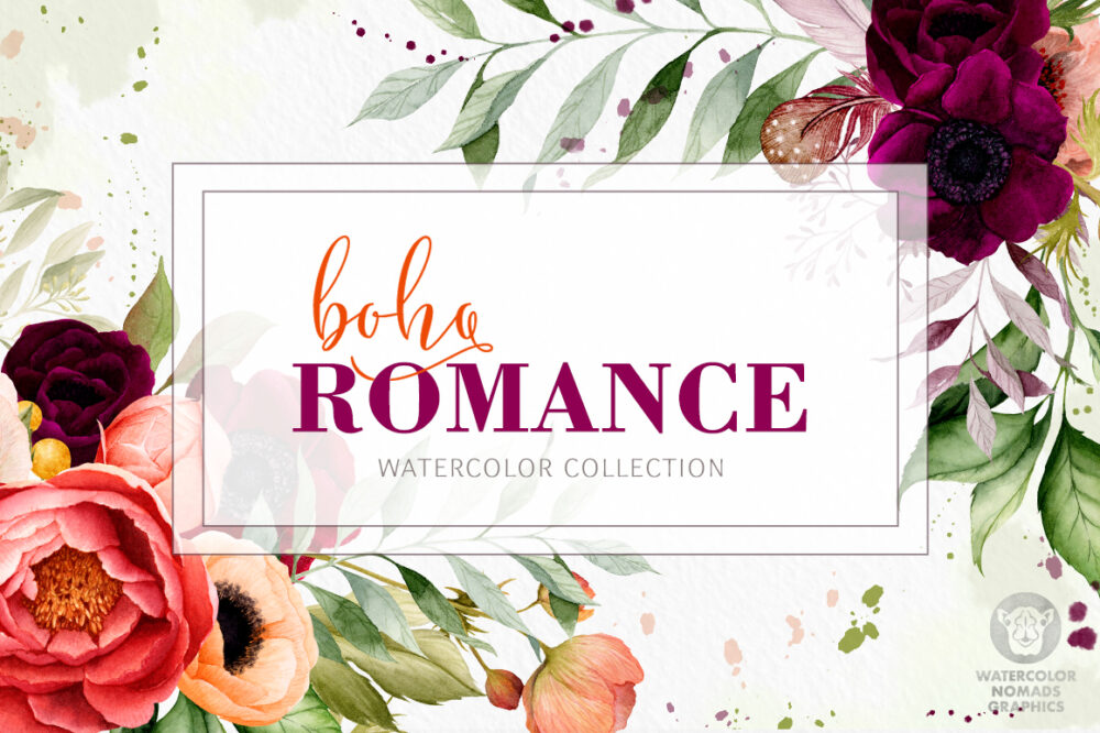 Boho Romance - Watercolor Flowers Collection
